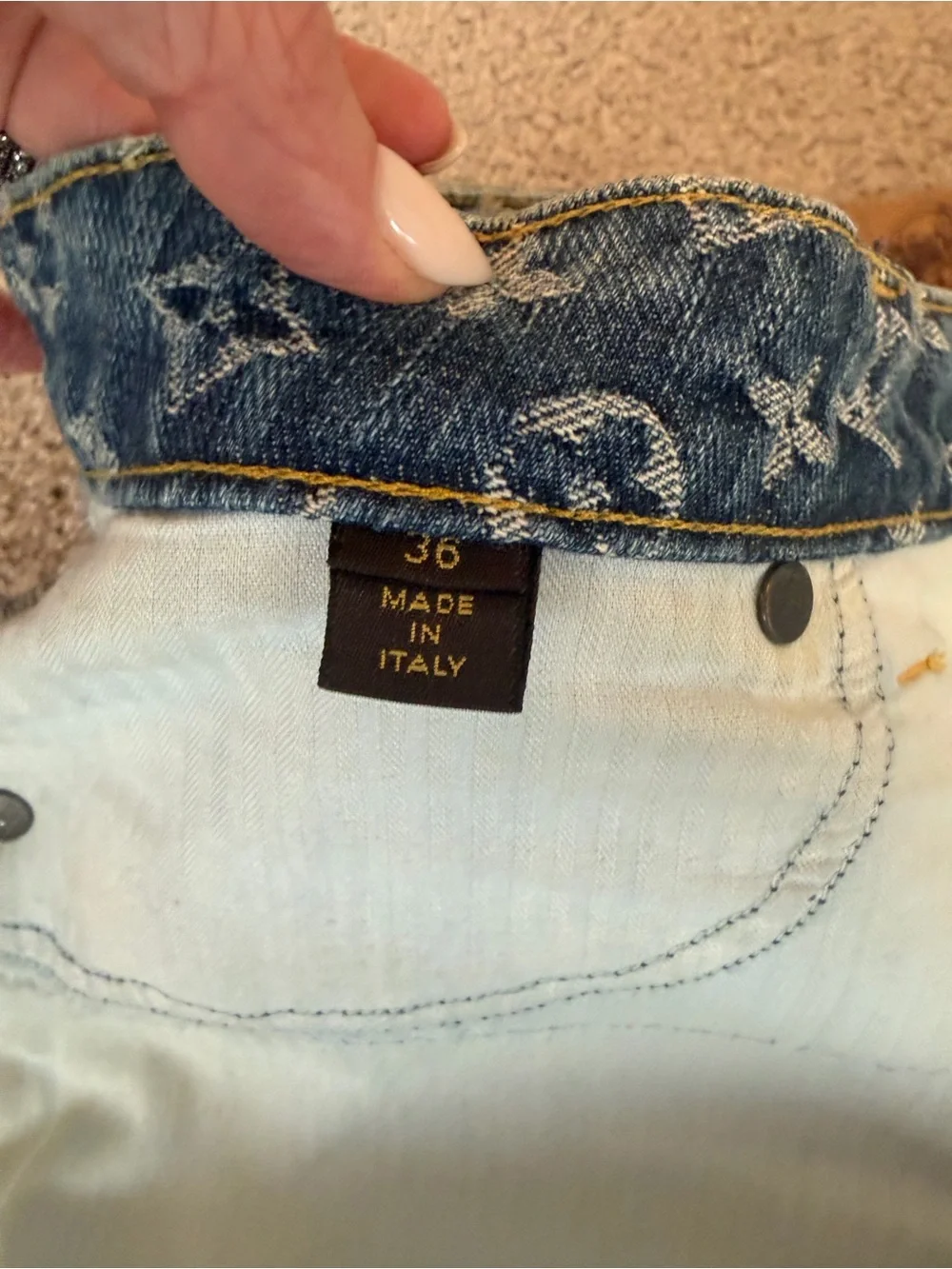 Vintage LOUIS VUITTON Marc Jacobs Monogram Denim Shorts FR 36 US 2 4 Y2K 2000s